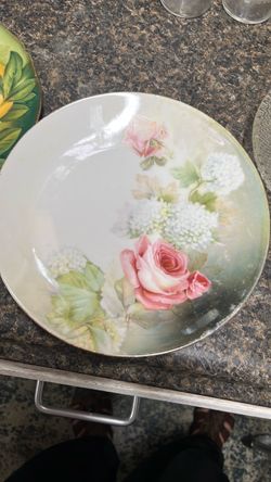 Vintage Porcelain Plate with Rose Floral Design