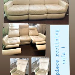 White Real Leather Sofa