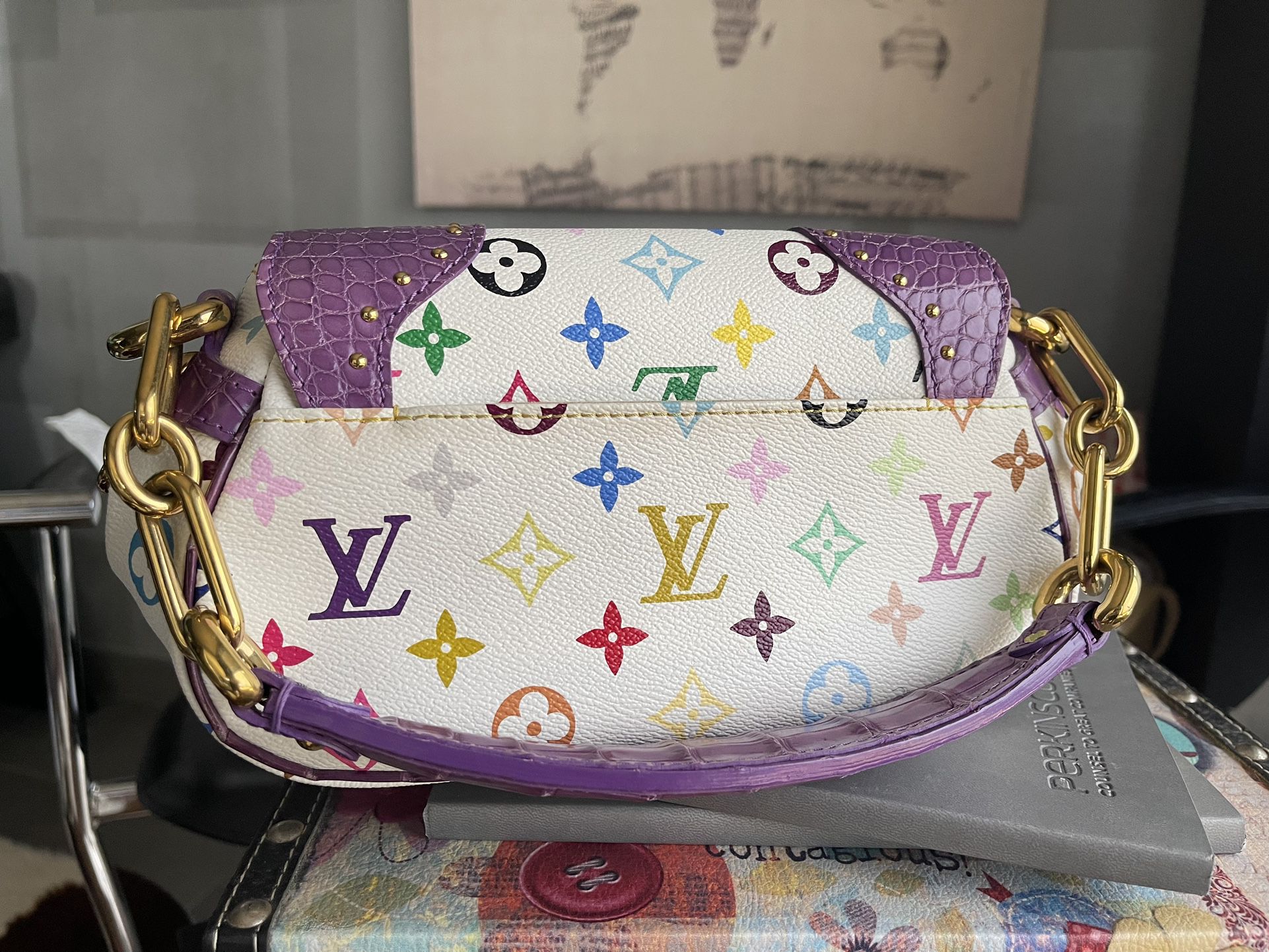 Louis Vuitton Limited Edition Purple Alligator White Monogram Multicolore  Marilyn Bag - Yoogi's Closet