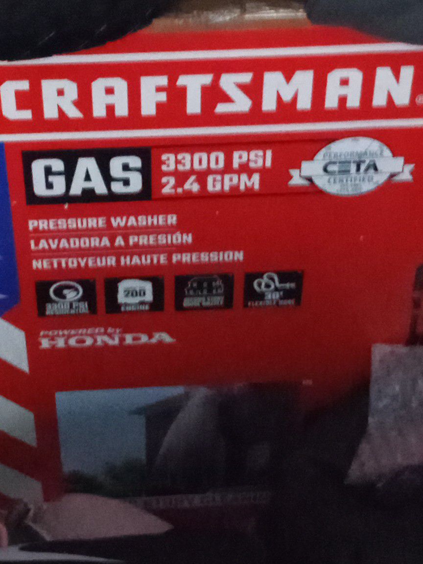 Craftsman  3000 Psi 2.4 Gpm GAS PRESSURE WASHER  W/HONDA MOTOR 