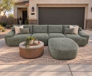 Green velvet boneless sectional - delivery available
