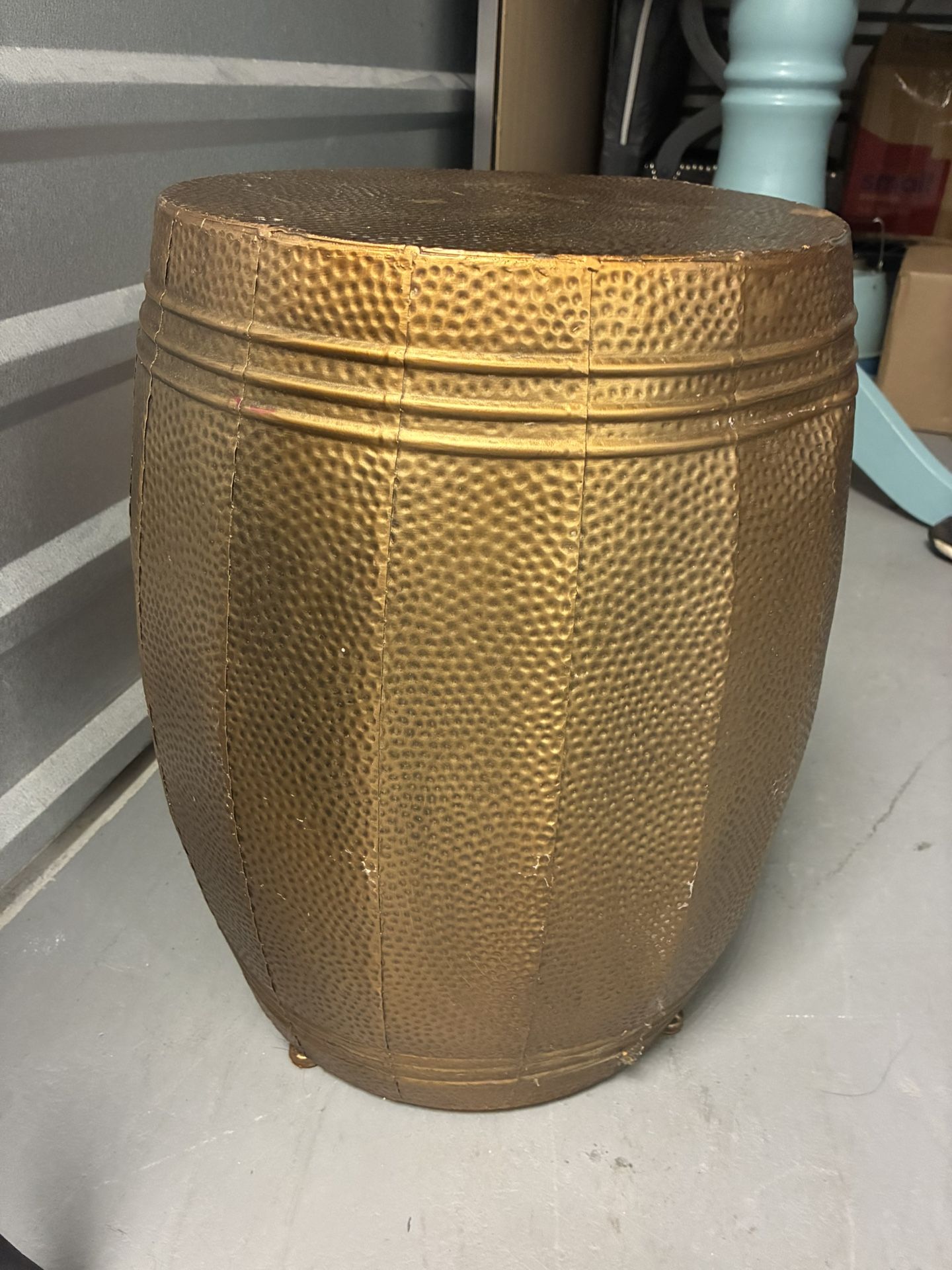 💫 Hammered Gold Metal Side Table / Decorative Accent Drum 💫