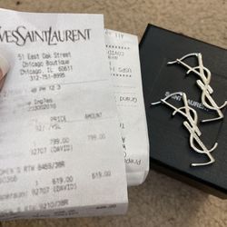 Authentic YSL Saint Laurent Cassandre Monogram-Logo Lettering Earring Set
