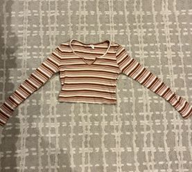 Brown and White striped Crop Top
