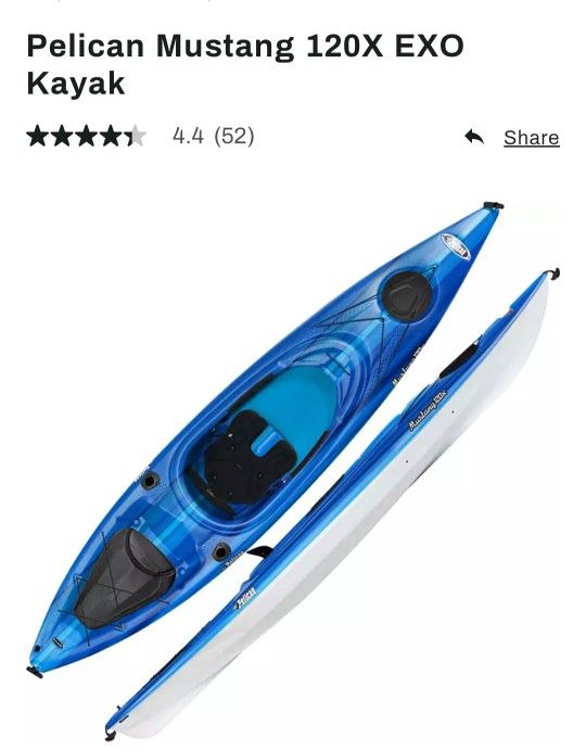 Pelican Mustang 120X EXO Kayak w/ Accessories