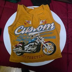 Yellow tank top with blue motorcycle graphic  #motorcycle #biker