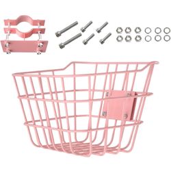 Kids Bike Basket Wire Basket Metal Nonsagging Storage Container Bicycle Front Handlebar Hamper for Outdoor Sports Boys Biking