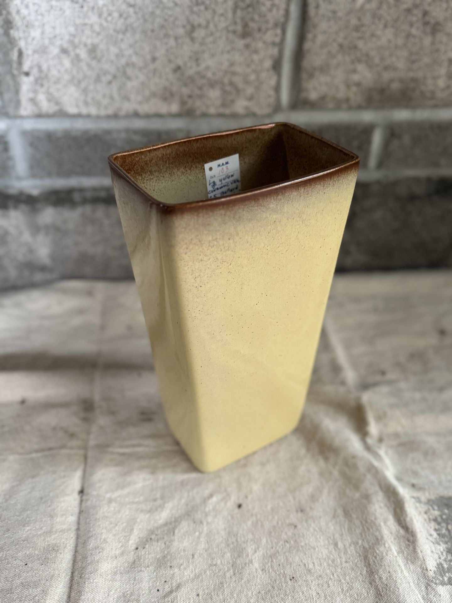 *Antique* Stanley Ballard Cream Brown Porcelain Planter Vase Signed