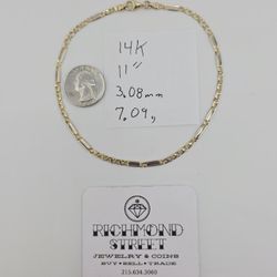 14k gold 11" custom link anklet