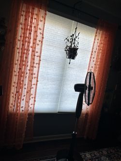 Sheer Orange Pom Pom Curtains