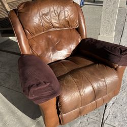 Recliner, brown leather