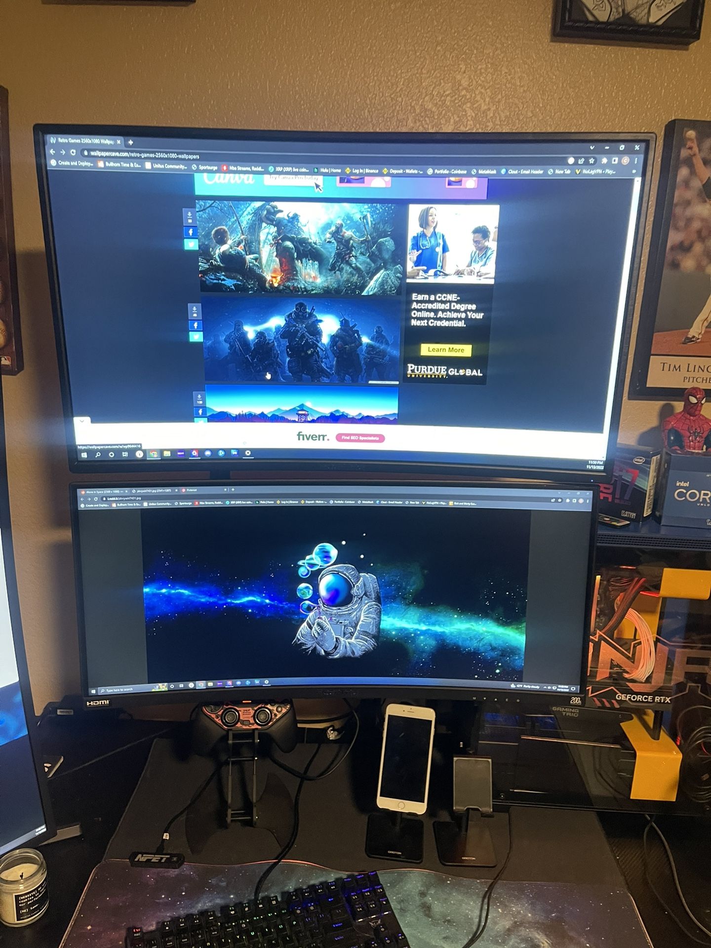 Dual Gaming Monitor Bundle 30in Curved Ultra wide 2560x1080 200hz