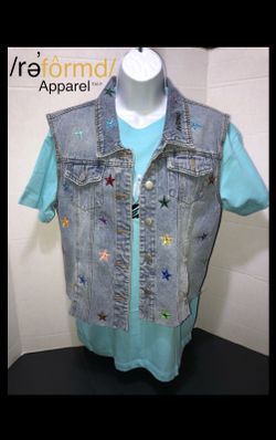 /re’formd/ apparel “ Rising Stars” Denim Jean Vest