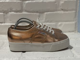 Superga 2790 METALLIC PLATFORM Rose Gold Sneaker Womens size 9.5