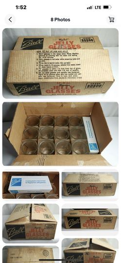 Ball Canning Glasses 12 8oz Each With Plastic Snap on Lids New