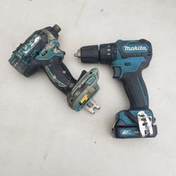 Makita 18v Impact Driver and 12v Drill with Battery 