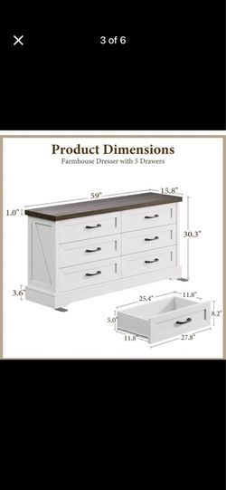 24” Farmhouse Nightstand with Charging Station – White & Walnut – New