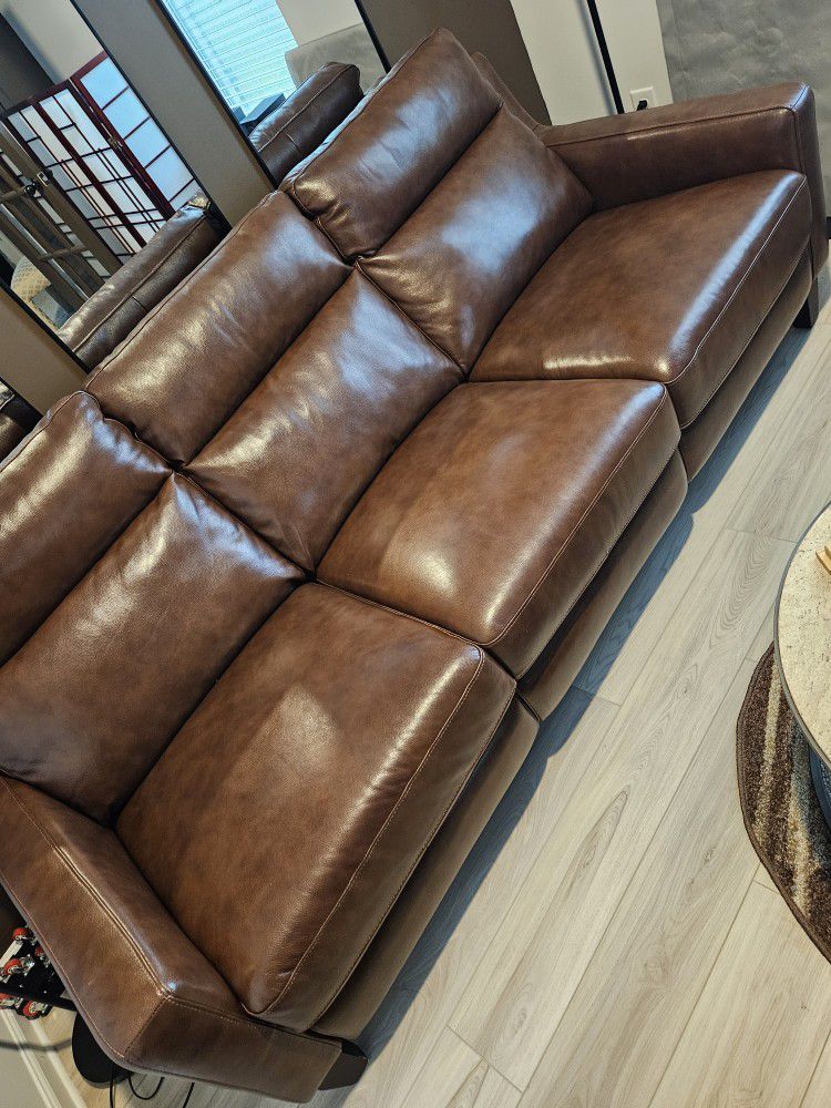New Mahogany Brown Leather Couch