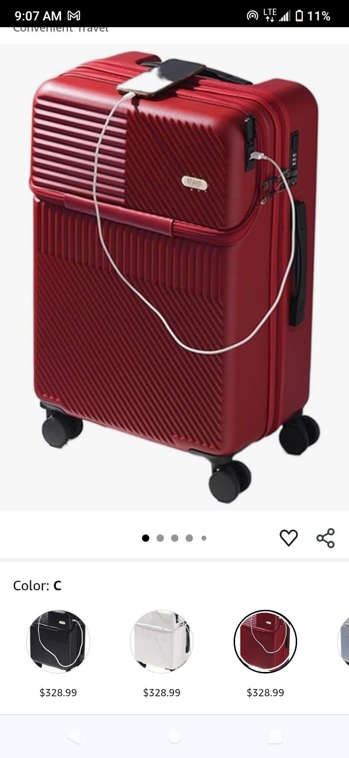 Carry-On Suitcase with USB Charging Port - Travel Luggage with Universal Wheels for Convenient Travel