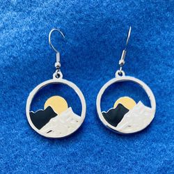 New Hand crafted mountain sun earrings **Specialfree travel jewelry case with purchase*