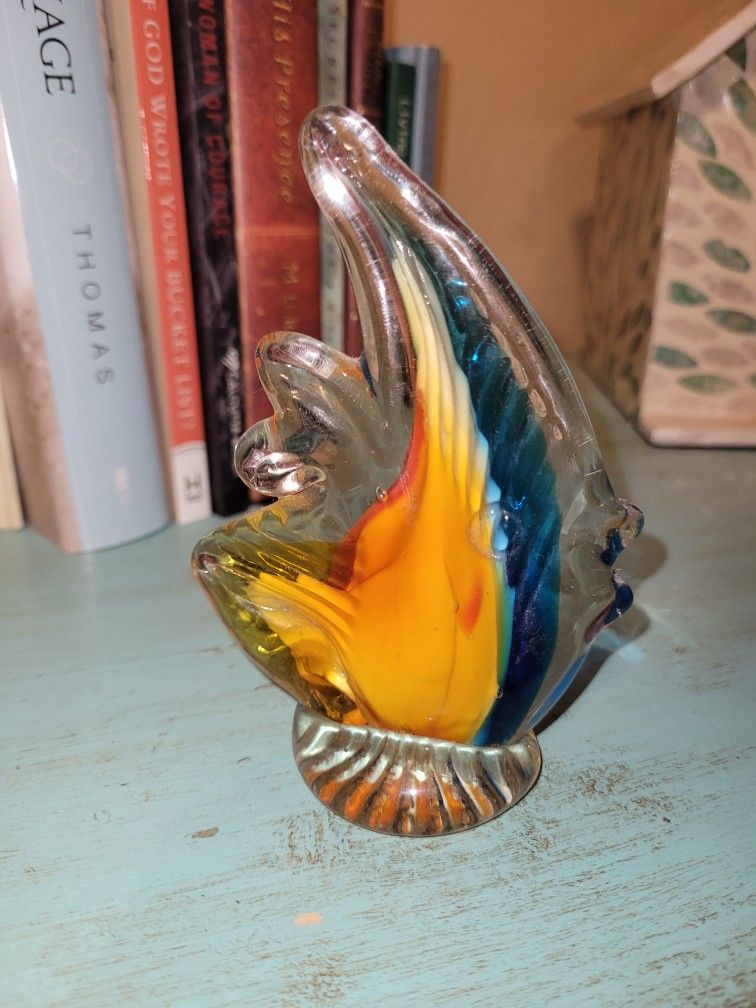 4.5" Blown Glass Angelfish Paperweight