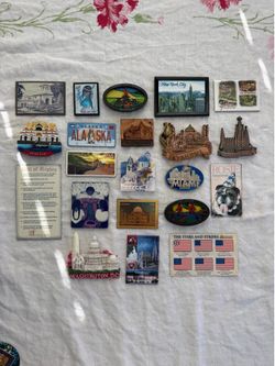 International Travel Souvenir Refrigerator Magnets Lot of 17 - Alaska, Greece
