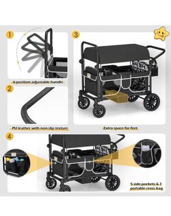 Adjustable Handlebars, 5-Point Safety Harness, Detachable Tray, Portable Bag (Black) $120