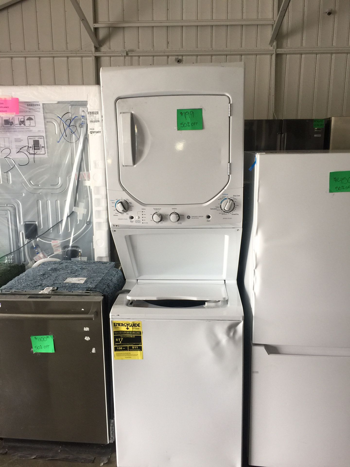 Ge Stacked Washer and Electric Dryer