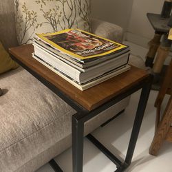 (2) Metal And Wood Side Table C Table 
