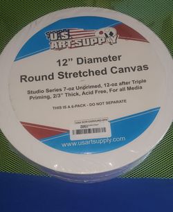US Art Supply 12" Round Stretched Canvas 6-Pack