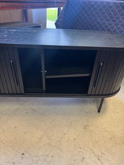 Black Wood TV Stand Media Console Cabinet