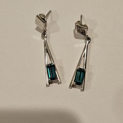 Silver toned  earrings  with rhinestones 