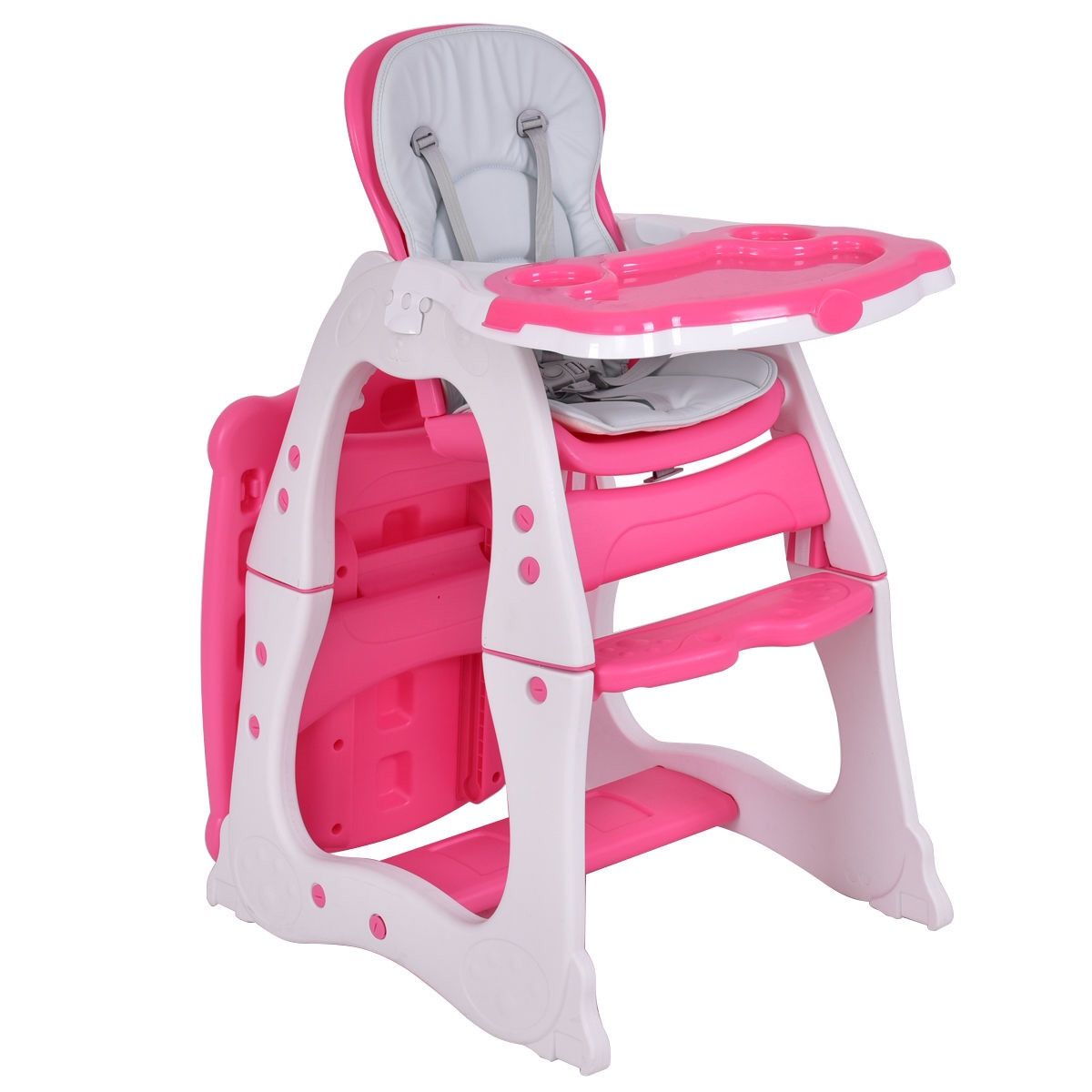 3 in 1 Baby High Chair Convertible Play Table Seat Booster Toddler Feeding Tray Pink. ( almost new)