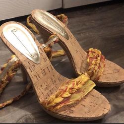 Nine west rare strappy sandals cork heels