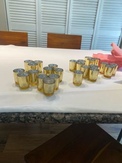 WEDDING: Gold candle votive holders (283 total)
