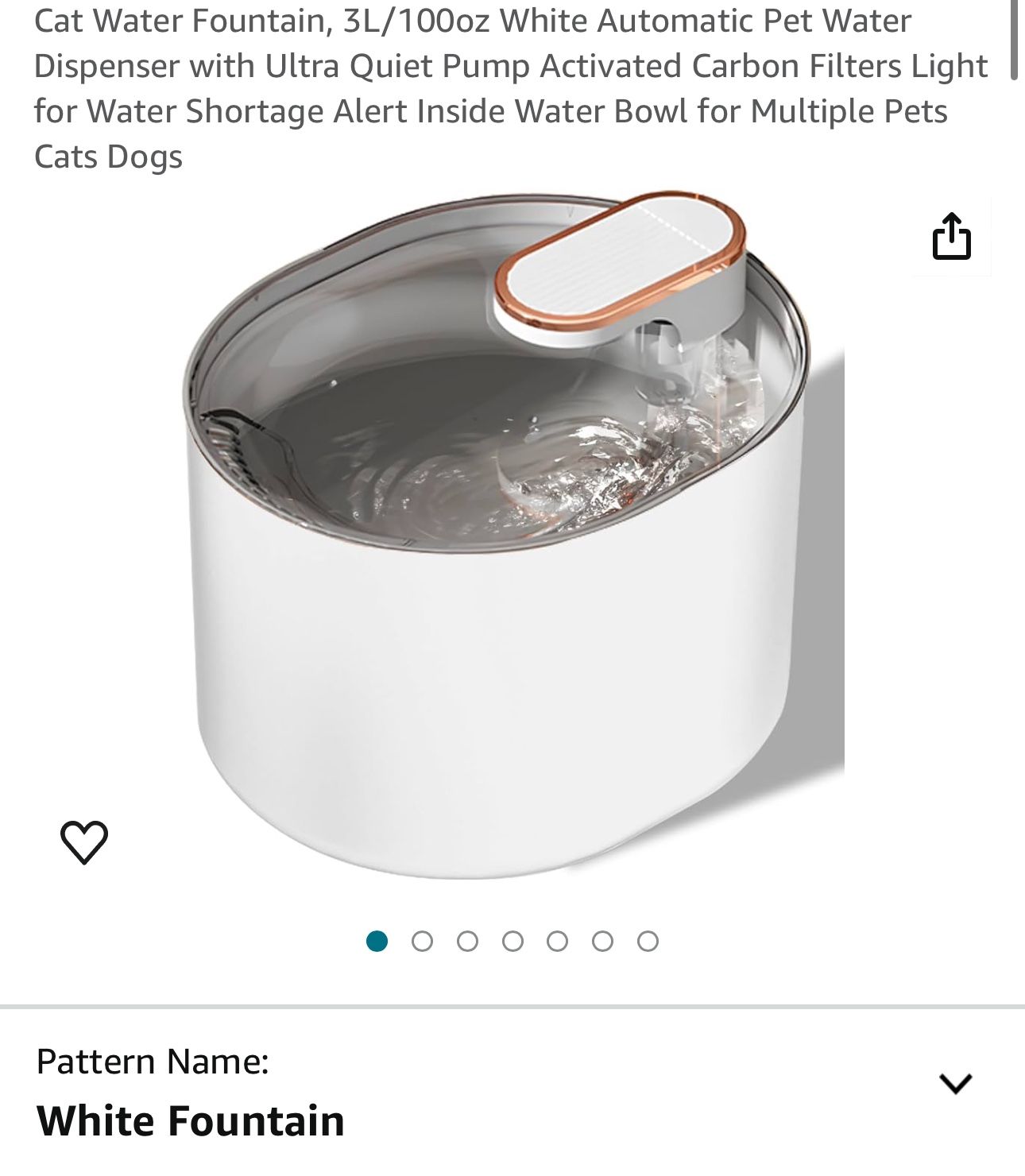 Cat/Dog Water Fountain| 3L/100oz White Automatic Pet Water Dispenser