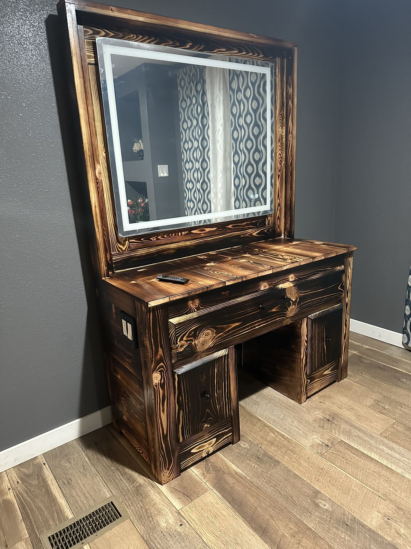 Rustic Handmade Vanity With Led Lights