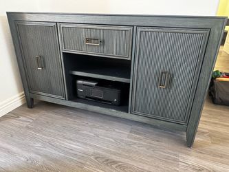 Dark Gray/ navy Reeded Wood Sideboard Console Cabinet