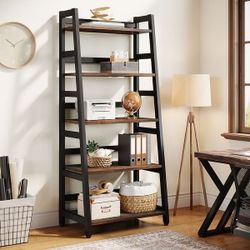 5 Shelf Ladder Shelf Book Storage for Living Room, Home Office - 15.74"D x 23.62"W x 55.7"H