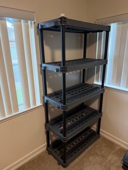 5-Tier Black Plastic Storage Shelving Unit