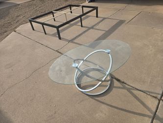 Chrome oval Glass coffee table