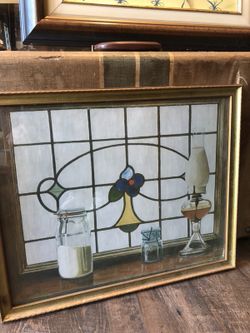 Stained glass framed art lithograph wall art