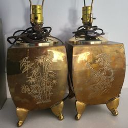 Vintage Etched Brass Lamps