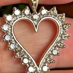 Estate 10K Yellow Gold Natural Diamond Heart Pendant 0.25 Cts anialexa (25)