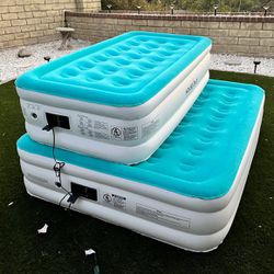 New In Box $35 for Twin $45 for Queen Size 18 Inches Tall Air Mattress Bed with Built In Pump Plugin 550 lbs Weight Capacity 