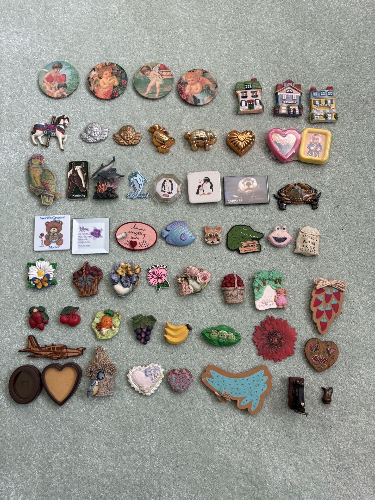 Over 50 Refrigerator Magnets, All Different Types, Shape, And Sizes