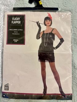 Adult Black Flapper Dress Costume Size Small (2-4)