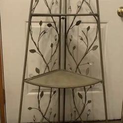 Beautiful  Metal Corner Plant Shelf  With Crystals 