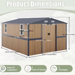 10x12 FT-  Heavy-Duty Metal Outdoor Steel Storage Shed 