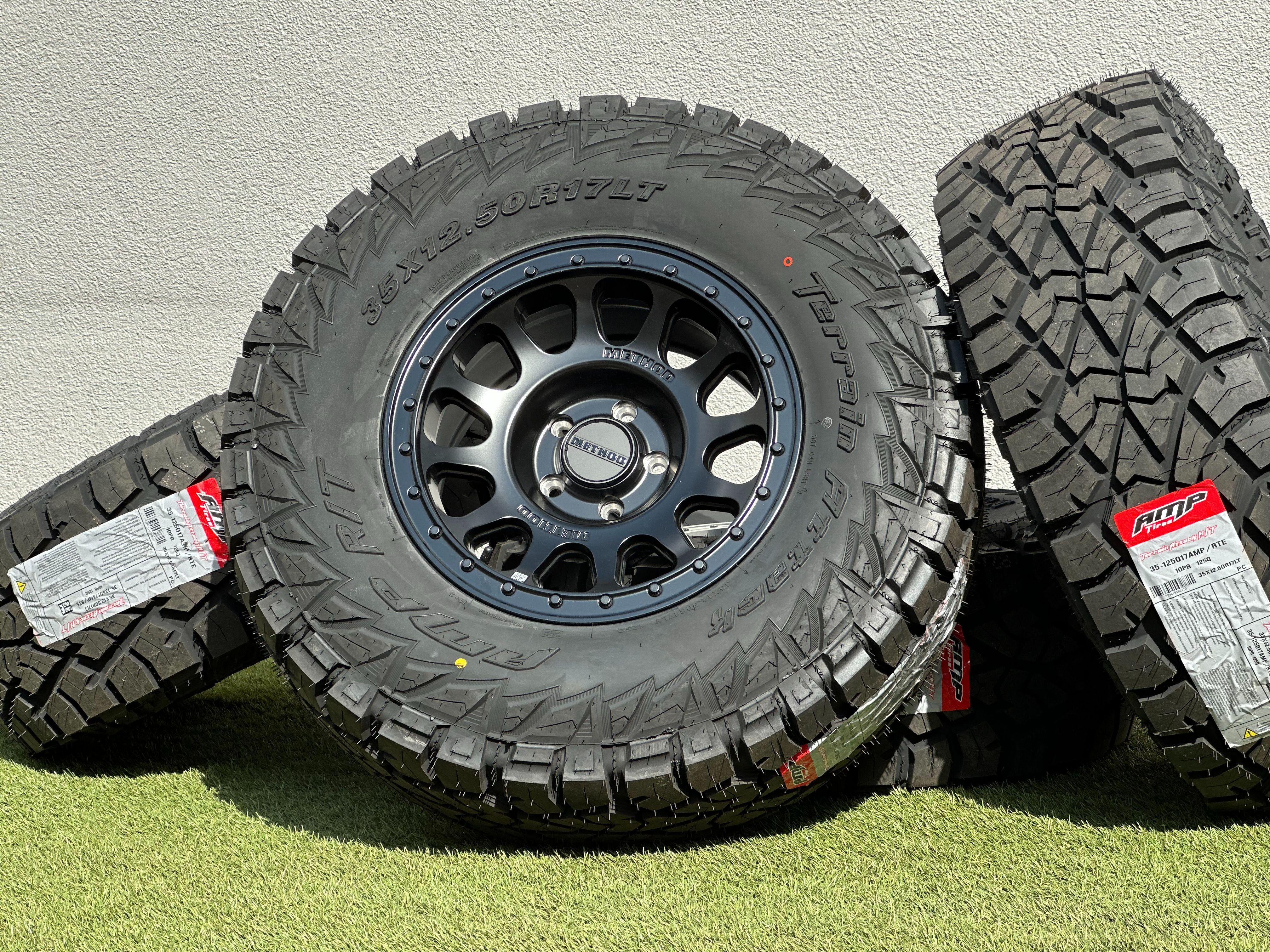 New 17” Method 709 Bead Grip Rims 5x127 Jeep Wrangler Wheels 35x12.50R17 R/T Tires Gladiator Sahara